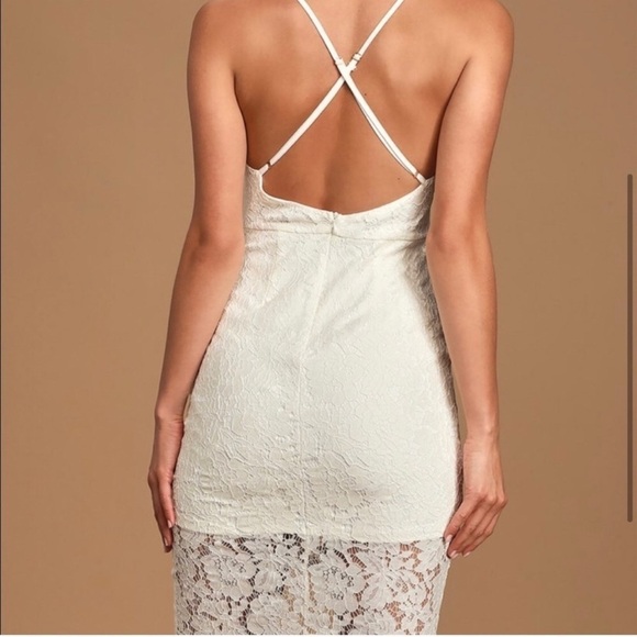 LULU'S White Lace Flirting with Desire Bodycon Midi Dress, Size Small - Picture 3 of 9